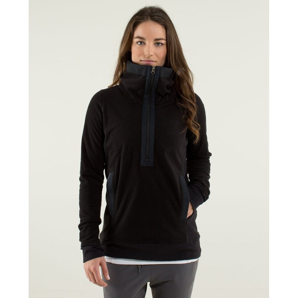 Lululemon Post Chaturanga Pullover Black size 10 Fleece Lined Soft Winter